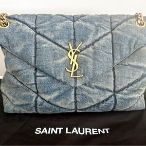 Saint Laurent Denim Quilted Shoulder Bag
